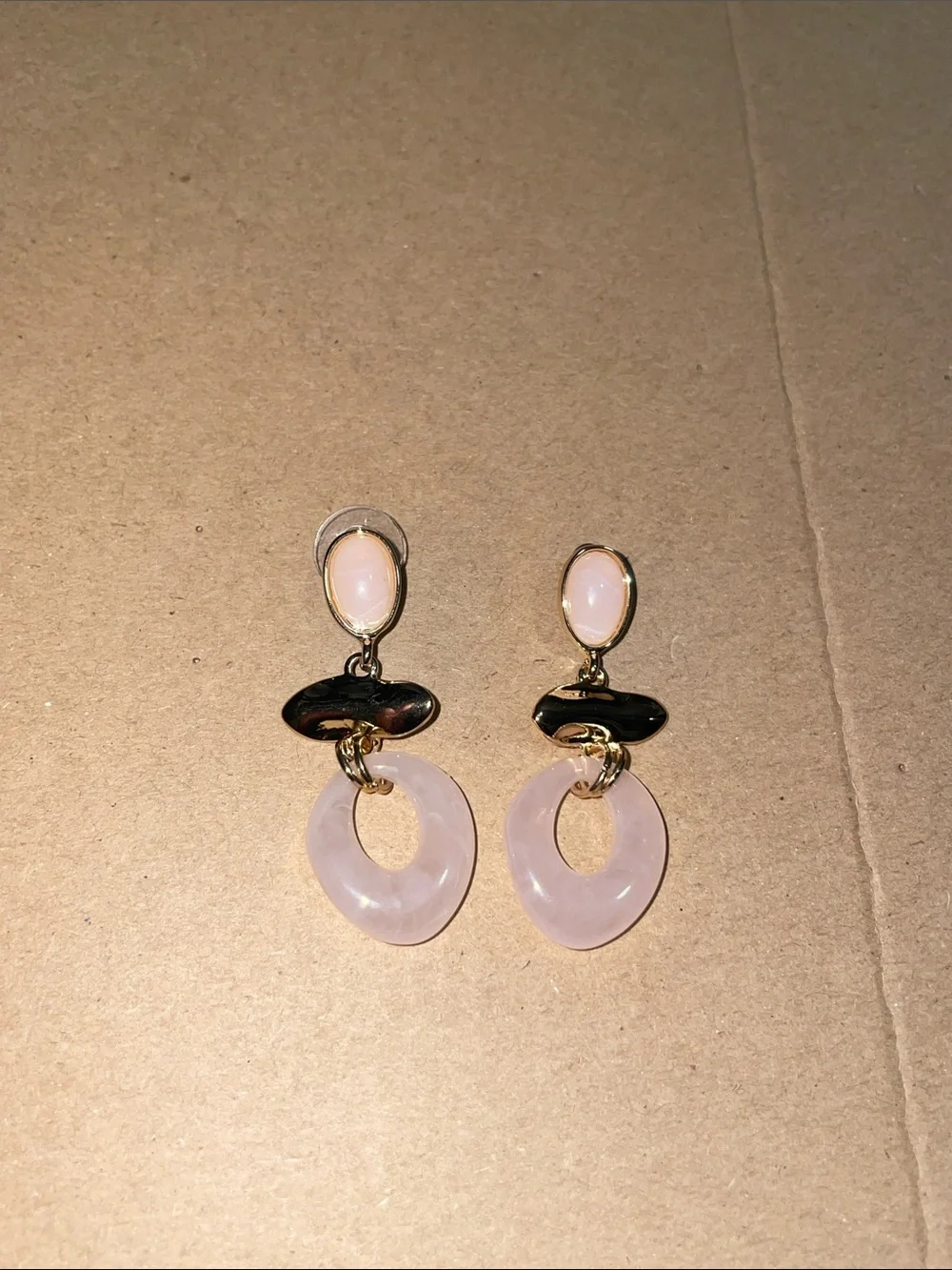 Free People Gold-Tone & Pink Resin Statement Drop Earrings